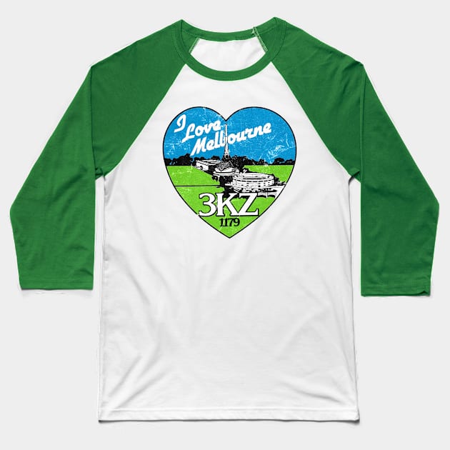 I Love Melbourne, 3KZ  Aussie 1980s Radio Station Baseball T-Shirt by CultOfRomance